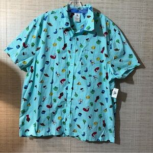 Disney Character Hats Button Down shirt Size XL 2010 Hasbro Pixar Vacation